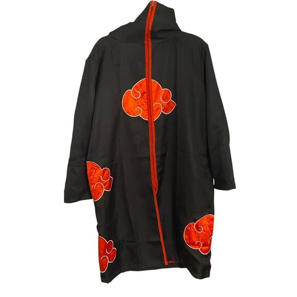 Adult Naruto Akatsuki Robe Costume Funnel Neck Zip Front Anime Cosplay (Small) - Picture 1 of 4